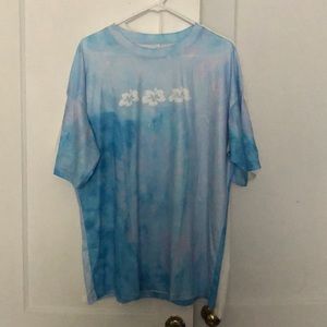 blue oversized hawaiian tshirt